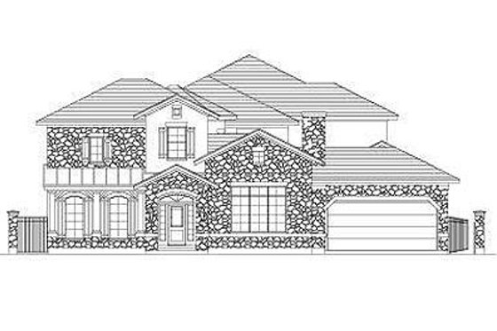 Exterior - Front Elevation for European House Plan #411-851 - 6 bed, 5 bath