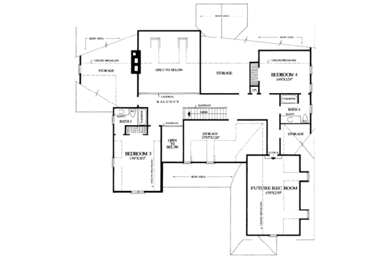 Floor Plan - Upper Floor for Southern House Plan #137-202 - 4 bed, 4 bath