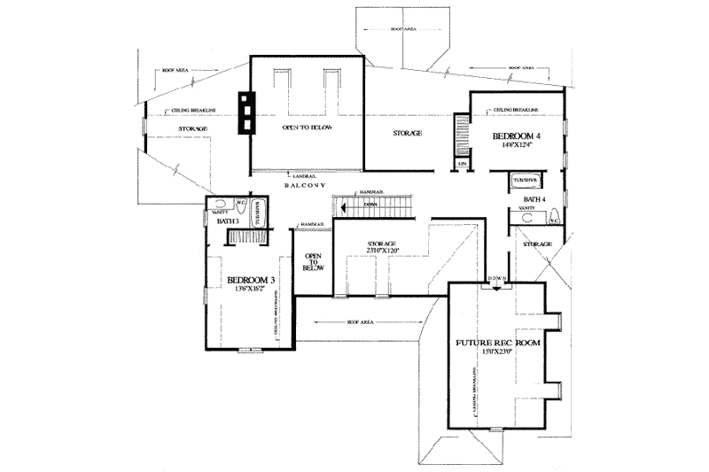 Home Plan - Floor Plan - Upper Floor for Southern House Plan #137-202 - 4 bed, 4 bath