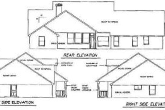 Exterior - Rear Elevation for Country House Plan #65-258 - 4 bed, 3 bath