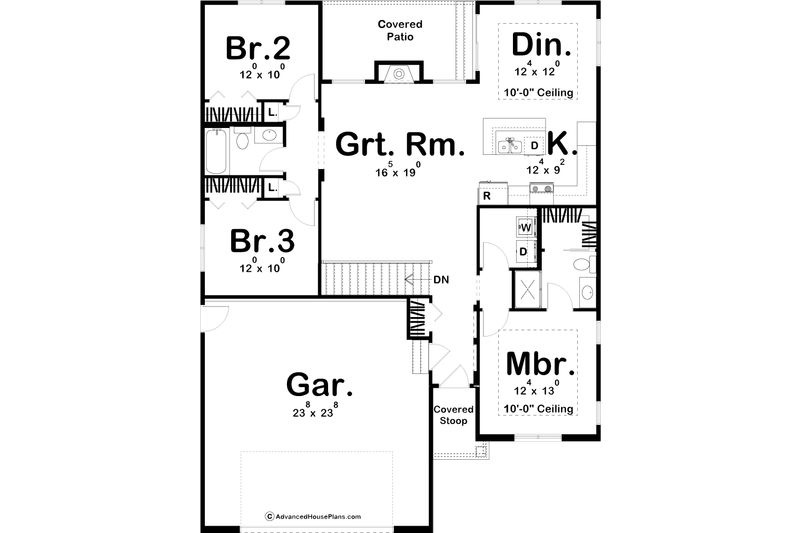 Architectural House Design - Floor Plan - Main Floor for Traditional House Plan #455-228 - 3 bed, 2 bath