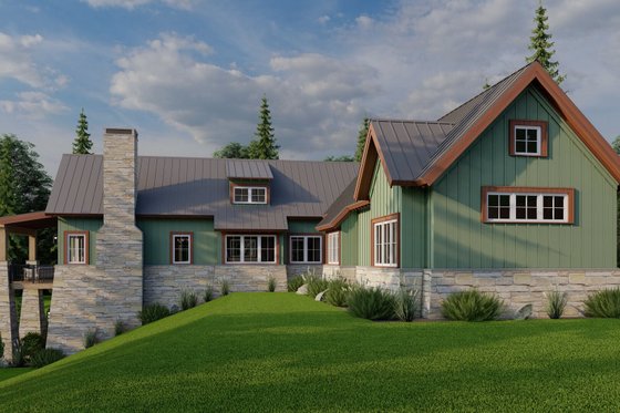 Exterior - Rear Elevation for Craftsman House Plan #923-73 - 3 bed, 3.5 bath