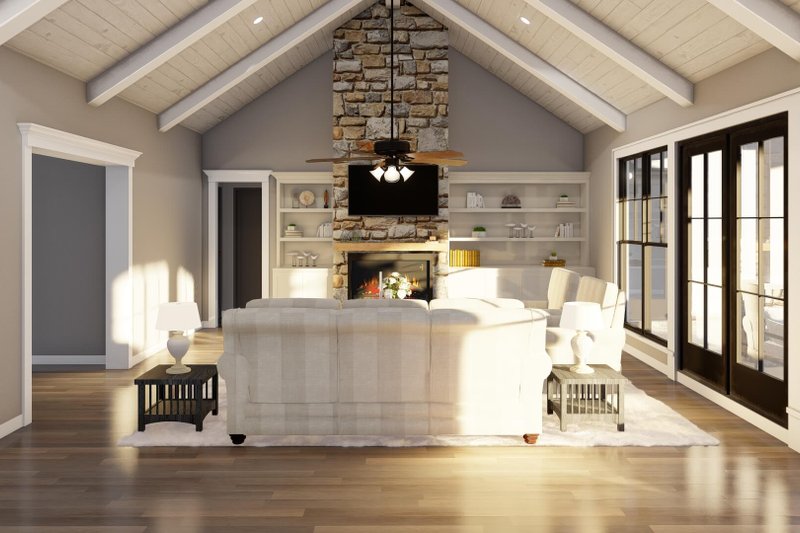 House Design - Interior - Family Room 1 for Farmhouse House Plan #923-419 - 3 bed, 3.5 bath