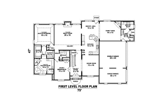 Floor Plan - Main Floor for European House Plan #81-1592 - 3 bed, 4 bath