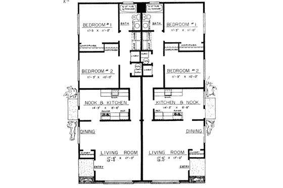 Floor Plan - Main Floor for Ranch House Plan #303-237 - 2 bed, 1 bath
