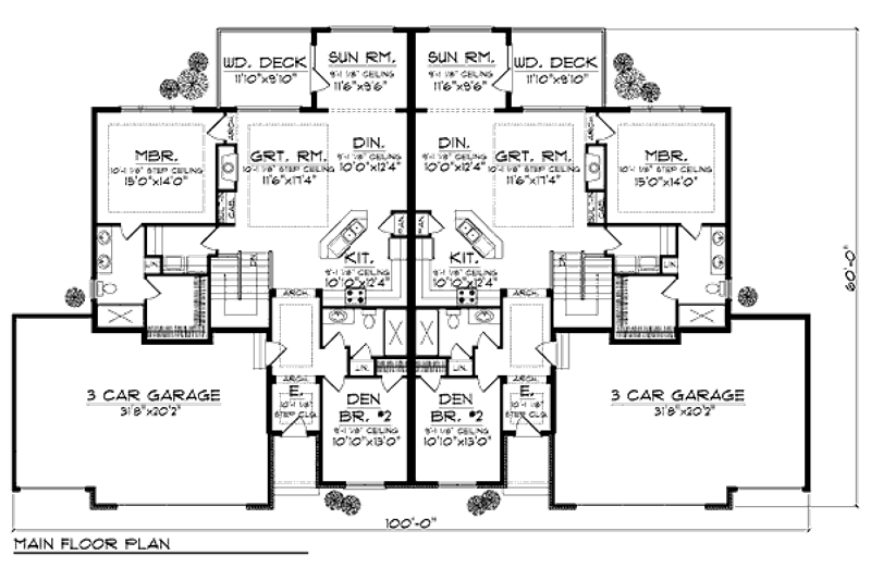 Home Plan - Floor Plan - Main Floor for Ranch House Plan #70-940 - 3 bed, 3 bath