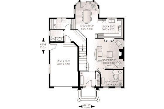 Floor Plan - Main Floor for European House Plan #23-574 - 3 bed, 2.5 bath