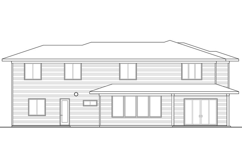 Dream House Plan - Exterior - Rear Elevation 2 for Prairie House Plan #124-969 - 4 bed, 3 bath