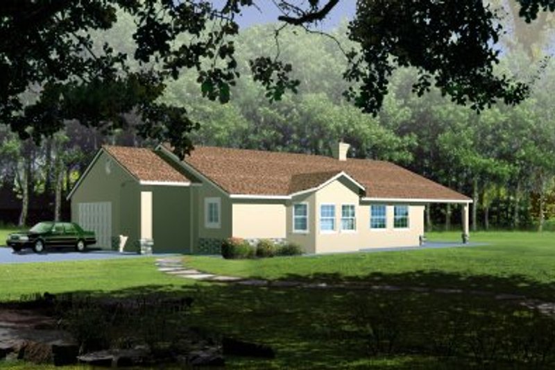 Architectural House Design - Adobe / Southwestern Exterior - Front Elevation Plan #1-276