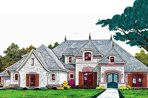 Exterior - Front Elevation for European House Plan #310-697 - 4 bed, 2.5 bath