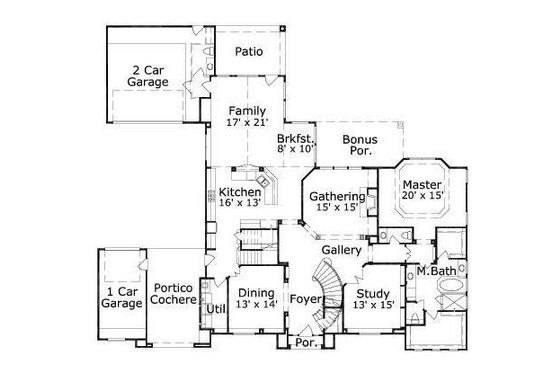Floor Plan - Main Floor for European House Plan #411-212 - 4 bed, 3 bath