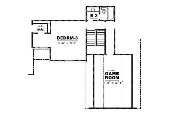 Floor Plan - Upper Floor for European House Plan #34-229 - 4 bed, 3 bath