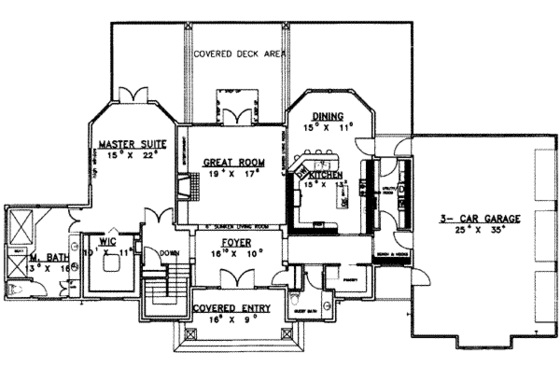 Floor Plan - Main Floor for Traditional House Plan #117-344 - 2 bed, 2.5 bath