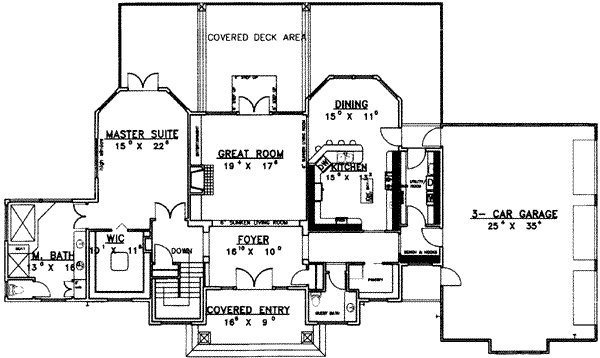 Dream House Plan - Floor Plan - Main Floor for Traditional House Plan #117-344 - 2 bed, 2.5 bath