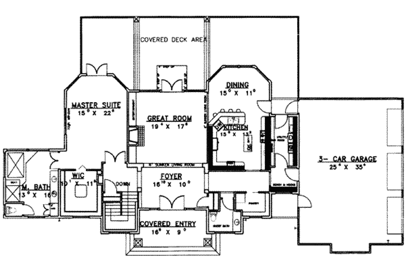 Dream House Plan - Floor Plan - Main Floor for Traditional House Plan #117-344 - 2 bed, 2.5 bath