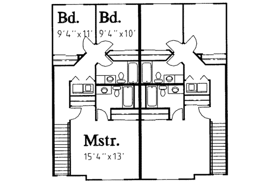 Floor Plan - Upper Floor for Traditional House Plan #303-410 - 3 bed, 2.5 bath