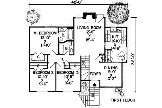 Floor Plan - Main Floor House Plan #312-502 - 3 bed, 2 bath