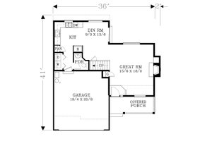 Floor Plan - Main Floor for Craftsman House Plan #53-596 - 3 bed, 2.5 bath
