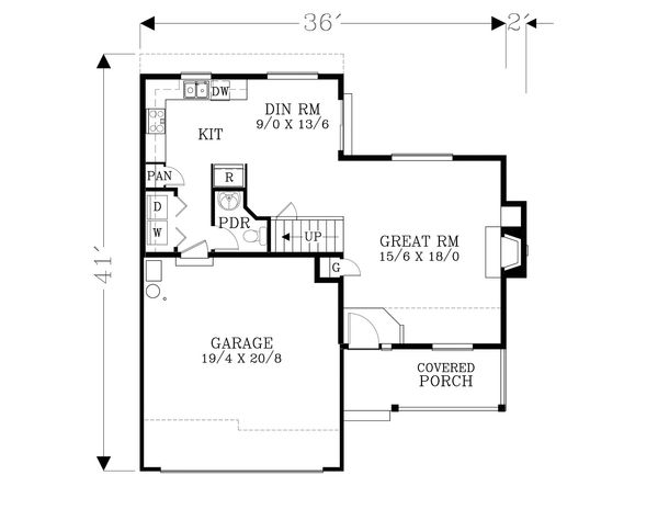 Architectural House Design - Craftsman Floor Plan - Main Floor Plan #53-596