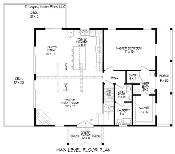 Southern Floor Plan - Main Floor Plan #932-957