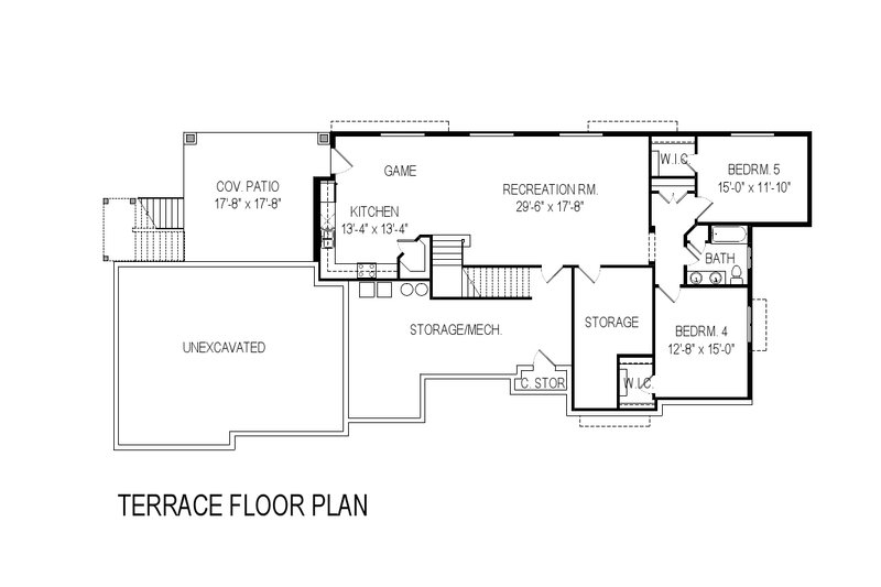 Architectural House Design - Floor Plan - Lower Floor for Modern House Plan #920-41 - 5 bed, 3.5 bath