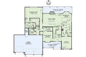 Floor Plan - Main Floor for Craftsman House Plan #17-2492 - 4 bed, 4 bath