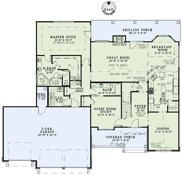 Architectural House Design - Craftsman Floor Plan - Main Floor Plan #17-2492