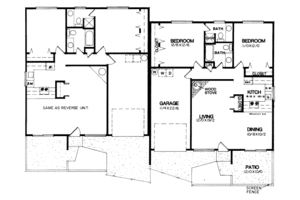Floor Plan - Main Floor for Ranch House Plan #303-427 - 2 bed, 2 bath