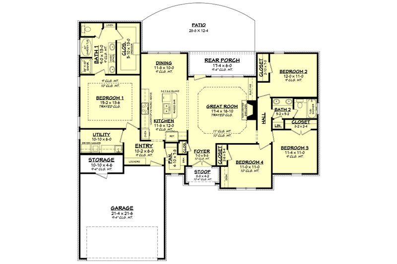 Home Plan - Floor Plan - Main Floor for Traditional House Plan #430-87 - 4 bed, 2 bath