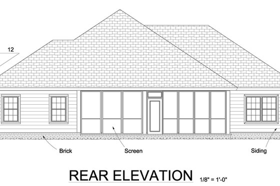 Exterior - Rear Elevation for Traditional House Plan #513-2064 - 3 bed, 2 bath