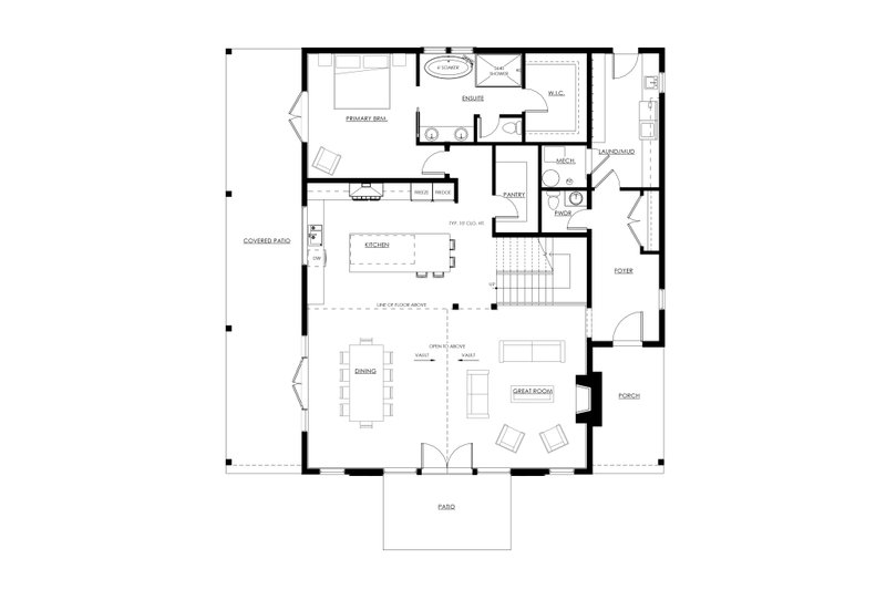 House Blueprint - Floor Plan - Main Floor for Barndominium House Plan #1114-72 - 4 bed, 2.5 bath