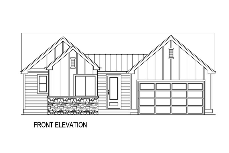 House Blueprint - Exterior - Front Elevation 3 for Farmhouse House Plan #569-43 - 3 bed, 2.5 bath