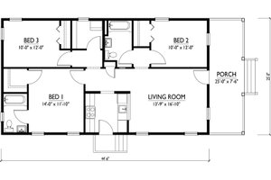 Floor Plan - Main Floor for Cottage House Plan #514-15 - 3 bed, 2 bath