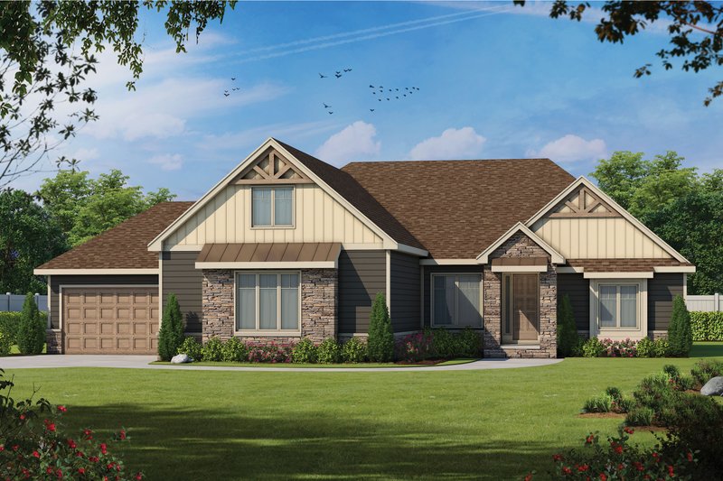 Architectural House Design - Craftsman Exterior - Front Elevation Plan #20-2369