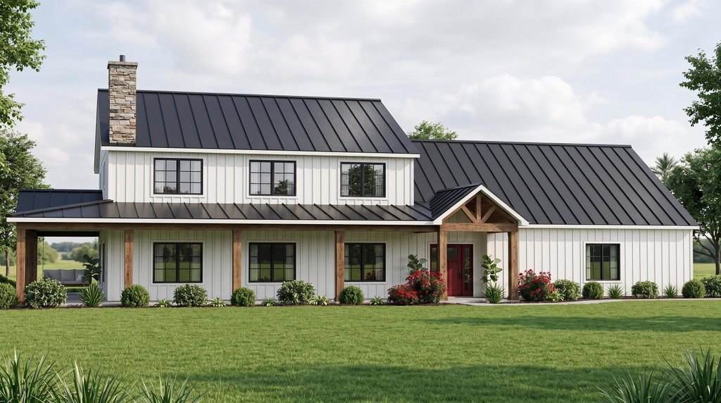Exterior - Front Elevation 2 for Barndominium House Plan #1064-313 - 5 bed, 3 bath