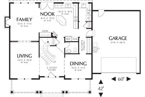 Traditional style house plan 48-105, main level floor plan