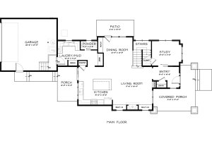 Floor Plan - Main Floor for Craftsman House Plan #895-2 - 3 bed, 2.5 bath