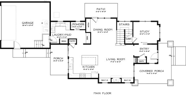 Craftsman Floor Plan - Main Floor Plan #895-2