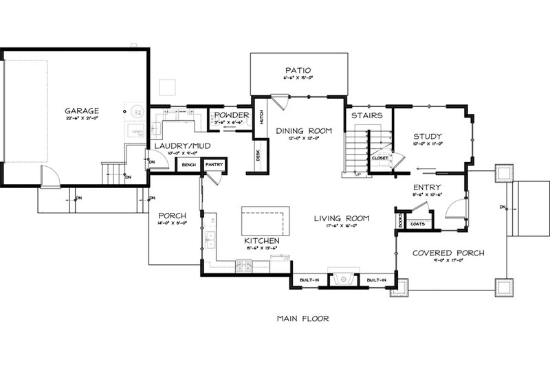 Dream House Plan - Floor Plan - Main Floor for Craftsman House Plan #895-2 - 3 bed, 2.5 bath