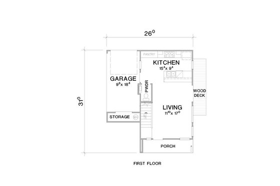 Floor Plan - Main Floor for Contemporary House Plan #472-451 - 2 bed, 2.5 bath