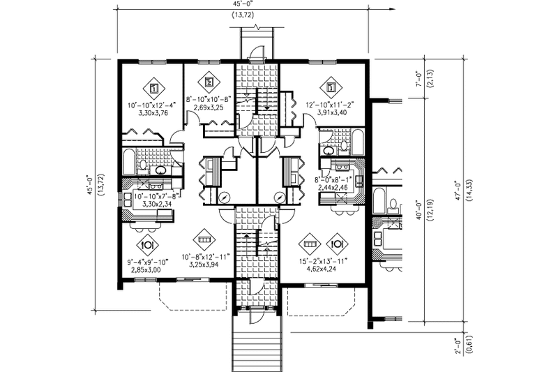 Dream House Plan - Floor Plan - Main Floor for Contemporary House Plan #25-354 - 2 bed, 1 bath