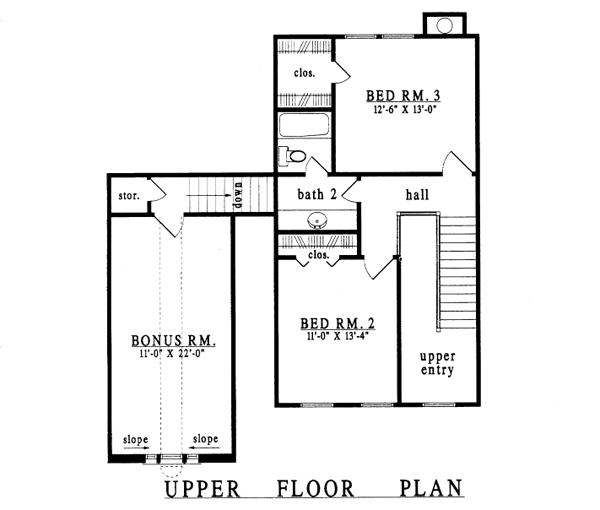 Traditional Floor Plan - Upper Floor Plan #42-210