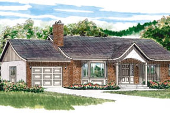 Exterior - Front Elevation for Traditional House Plan #47-447 - 3 bed, 2 bath