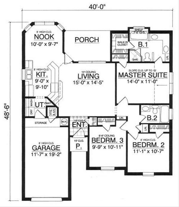 Home Plan - Traditional Floor Plan - Main Floor Plan #40-282