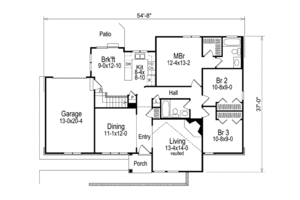 Floor Plan - Main Floor for Modern House Plan #57-169 - 3 bed, 2 bath