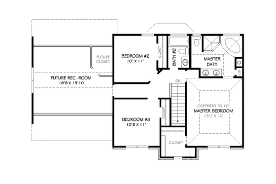Floor Plan - Upper Floor for Traditional House Plan #424-225 - 3 bed, 2.5 bath