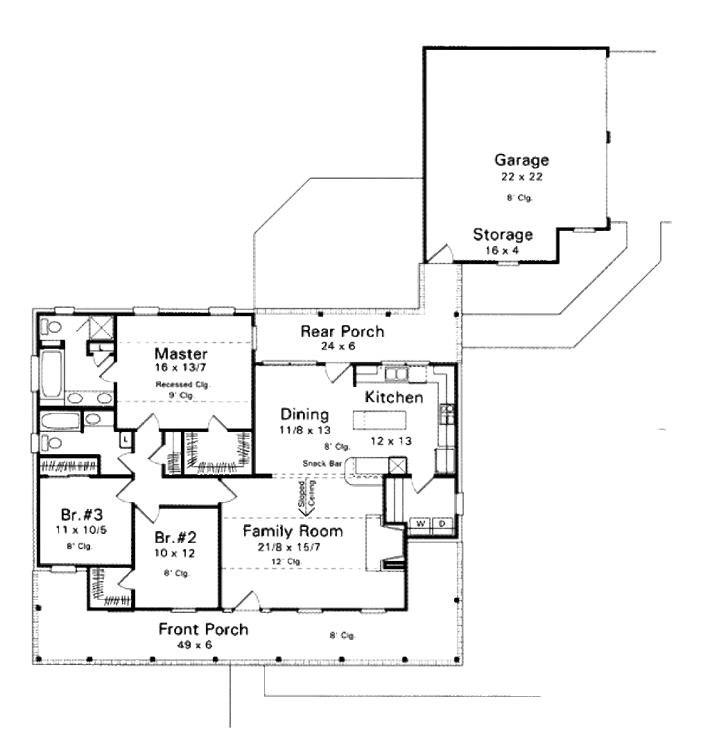 Country Style House Plan 3 Beds 2 Baths 1550 Sq/Ft Plan