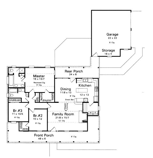 House Design - Country Floor Plan - Main Floor Plan #41-116