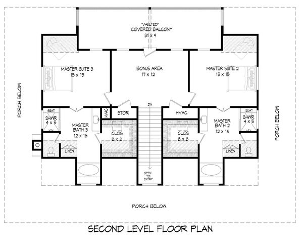 Country Floor Plan - Upper Floor Plan #932-168