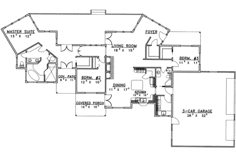 Dream House Plan - Floor Plan - Main Floor for Modern House Plan #117-378 - 3 bed, 2 bath